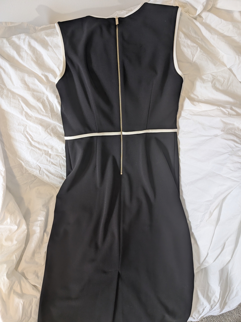 Calvin Klein Black Mini Sheath Dress with Cream Piping - Picture 2 of 4